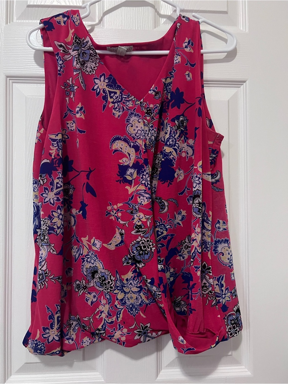 Pink Floral V-Neck Sleeveless Camisole